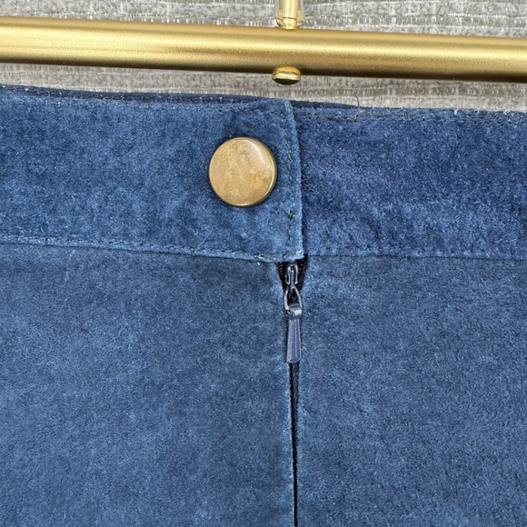 Vintage Lew Magram Suede Skirt Set Women 14 Blue Crochet Fringe Boho Western - Picture 14 of 16